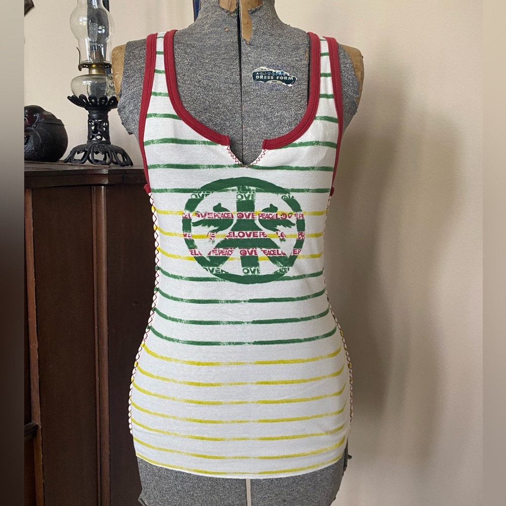 New Lucky Brand Peace Stretchy Tank Top NWT